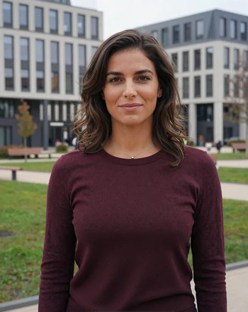 Marie, 32, Luxembourg woman from Esch-sur-Alzette standing in a modern urban park with a confident expression