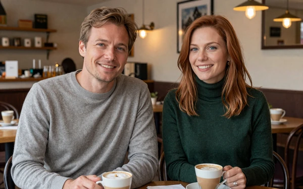 Michael from Denver and Annika from Munich in their favorite coffeehouse