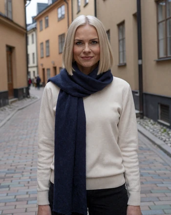 Ingrid, 34, Swedish woman from Stockholm with platinum bob hair in Gamla Stan old town